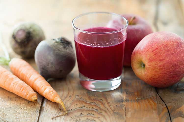 Beetroot carrot and apple juice