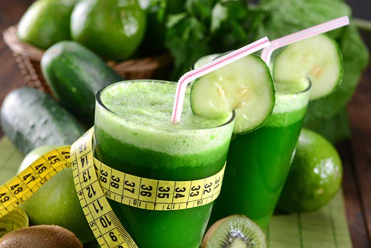 Green Juice Being Measure For Weight Loss