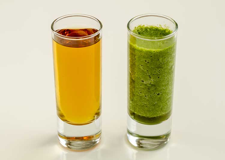 Glass of Smoothie and Glass of Juice