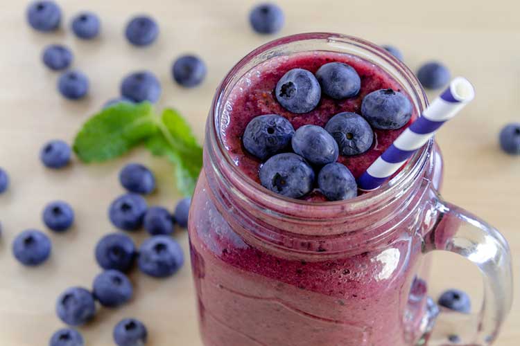 Homemade fruit smoothie in the fridge