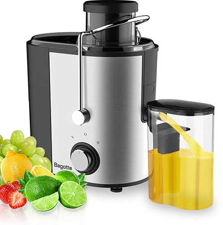 Bagotte Compact Juice Extractor Fruit and Vegetable Juice Machine Wide Mouth Centrifugal, Easy Clean Juicer