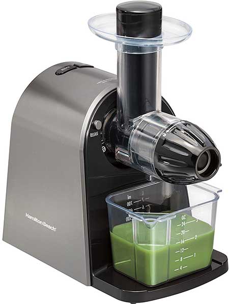 Hamilton Beach Masticating Juicer Machine, Slow and Quiet Action, Cold Pressed Fruits & Vegetables