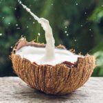 coconut milk in a coconut